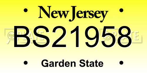 BS21958 New Jersey License Plate