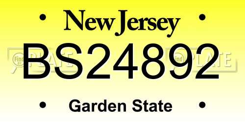 BS24892 New Jersey License Plate