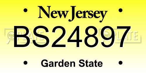 BS24897 New Jersey License Plate