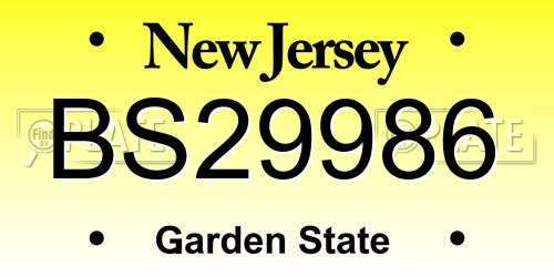 BS29986 New Jersey License Plate