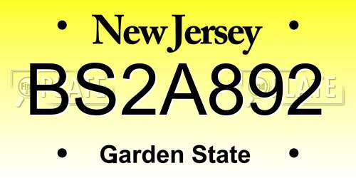 BS2A892 New Jersey License Plate