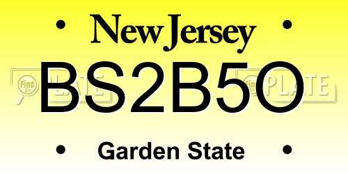 BS2B5O New Jersey License Plate