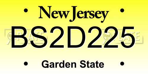 BS2D225 New Jersey License Plate