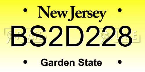 BS2D228 New Jersey License Plate