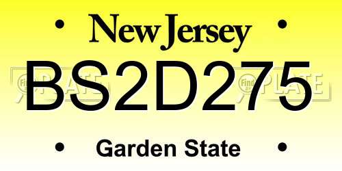 BS2D275 New Jersey License Plate
