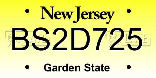 BS2D725 New Jersey License Plate