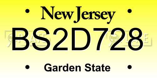 BS2D728 New Jersey License Plate