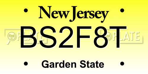 BS2F8T New Jersey License Plate