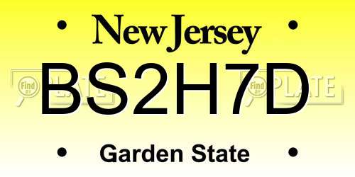 BS2H7D New Jersey License Plate