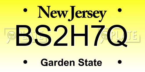BS2H7Q New Jersey License Plate