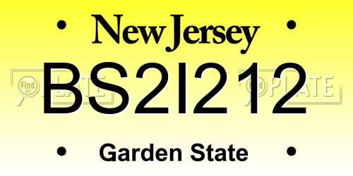 BS2I212 New Jersey License Plate