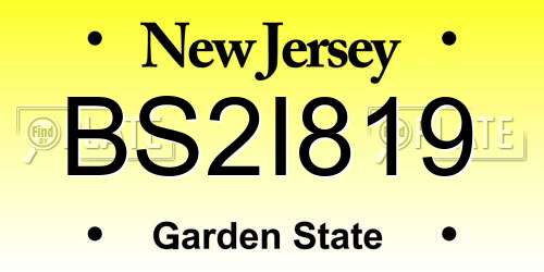BS2I819 New Jersey License Plate