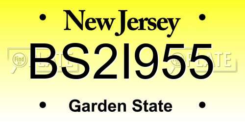 BS2I955 New Jersey License Plate