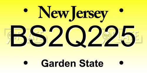BS2Q225 New Jersey License Plate