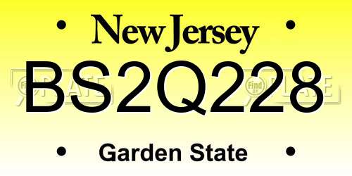 BS2Q228 New Jersey License Plate