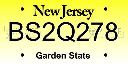 BS2Q278 New Jersey License Plate