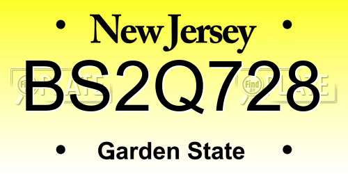 BS2Q728 New Jersey License Plate