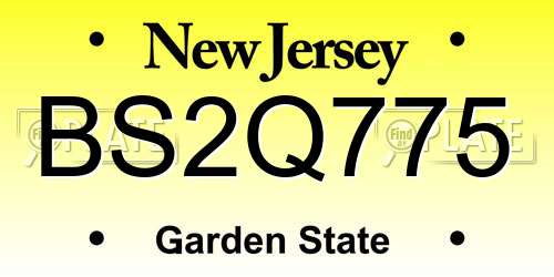 BS2Q775 New Jersey License Plate