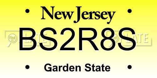 BS2R8S New Jersey License Plate