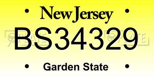 BS34329 New Jersey License Plate