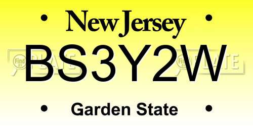 BS3Y2W New Jersey License Plate