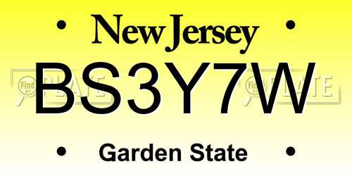 BS3Y7W New Jersey License Plate