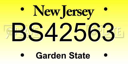 BS42563 New Jersey License Plate
