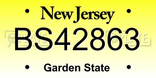 BS42863 New Jersey License Plate