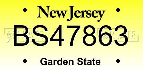 BS47863 New Jersey License Plate
