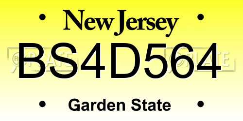 BS4D564 New Jersey License Plate