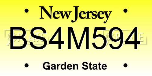 BS4M594 New Jersey License Plate