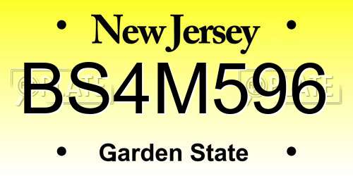 BS4M596 New Jersey License Plate