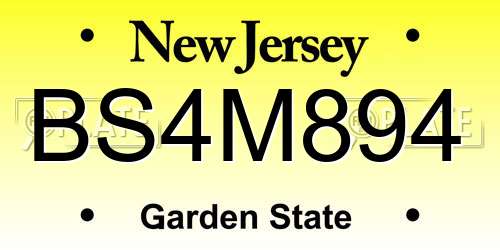 BS4M894 New Jersey License Plate
