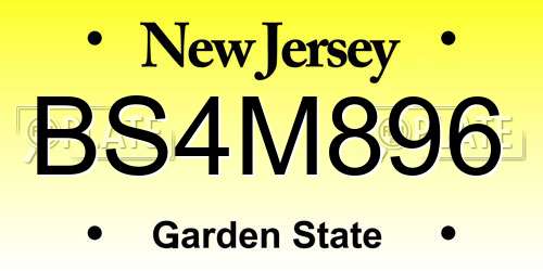BS4M896 New Jersey License Plate
