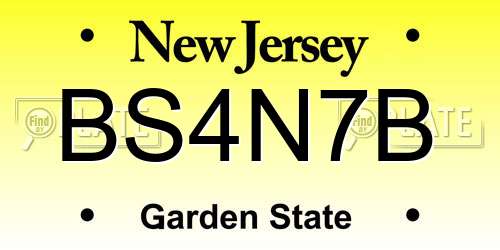 BS4N7B New Jersey License Plate