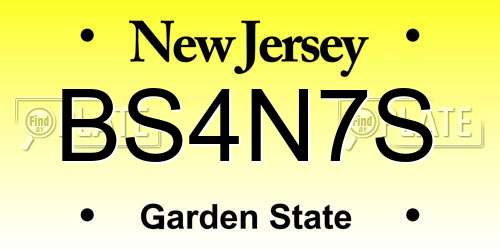 BS4N7S New Jersey License Plate