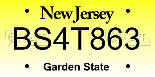 BS4T863 New Jersey License Plate