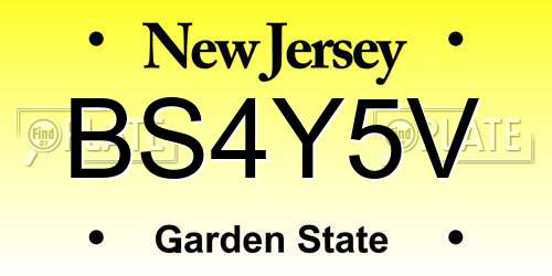 BS4Y5V New Jersey License Plate