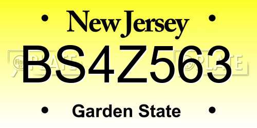BS4Z563 New Jersey License Plate
