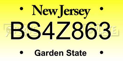 BS4Z863 New Jersey License Plate