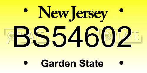 BS54602 New Jersey License Plate