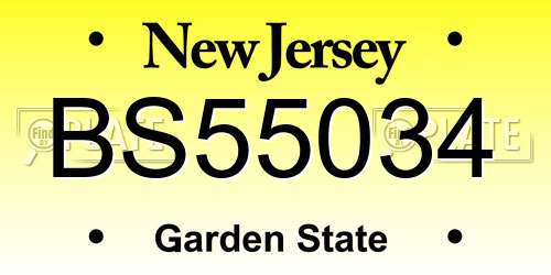 BS55034 New Jersey License Plate