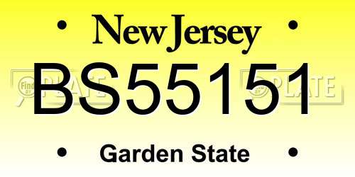 BS55151 New Jersey License Plate
