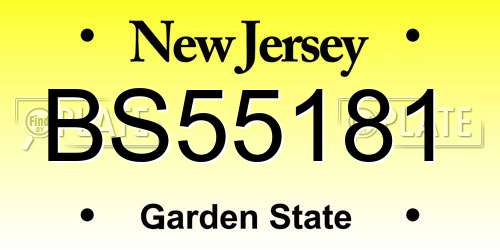 BS55181 New Jersey License Plate