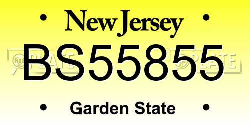BS55855 New Jersey License Plate