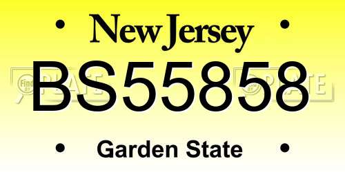 BS55858 New Jersey License Plate