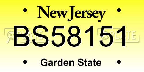 BS58151 New Jersey License Plate
