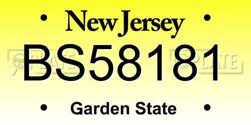 BS58181 New Jersey License Plate
