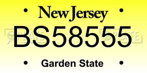 BS58555 New Jersey License Plate