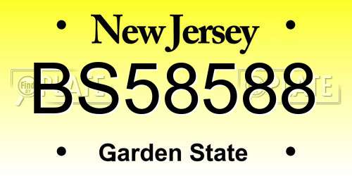 BS58588 New Jersey License Plate